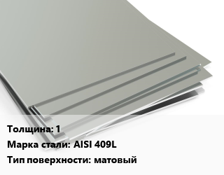 Лист нержавеющий 1 1х2 Сталь: AISI 409L Тип:матовый, х/к, Россия цена от 144819 Тг / т, где купить, условия доставки в Алматы и Алматинской области